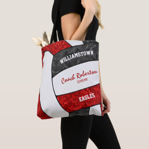 Tote Bag équipe noire rouge couleurs filles entraîneur de v