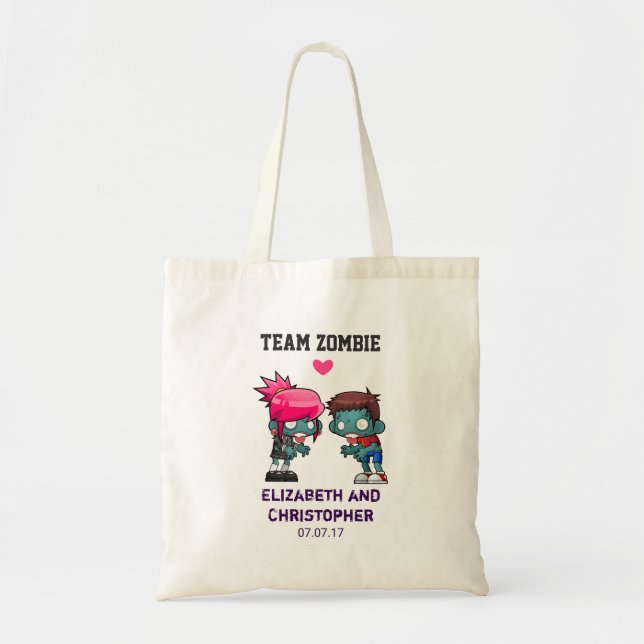 Tote Bag Équipe Zombie Cute Zombie Couple Mariage (Devant)