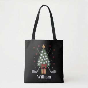 Tote Bag Équipement de golf sur arbre personnalisé Noël