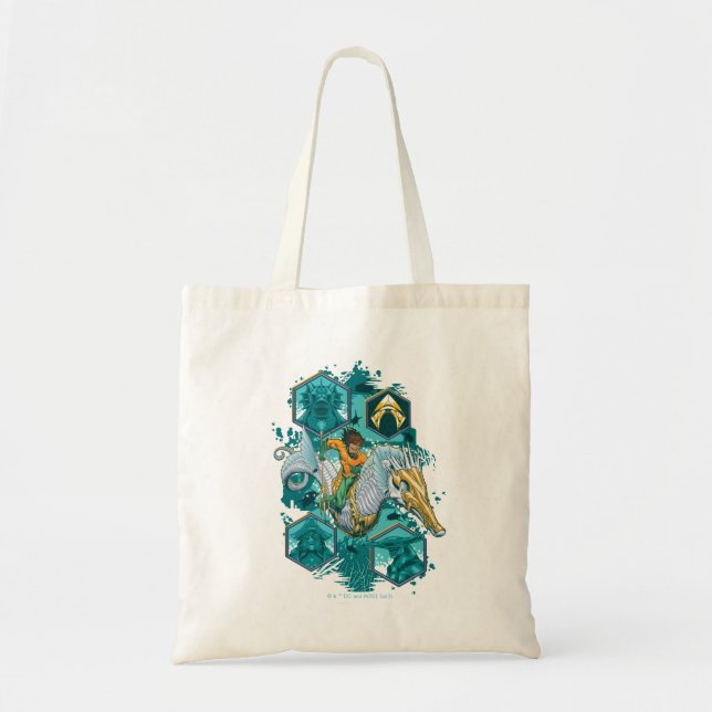 Tote Bag Équitation Aquaman À Cheval Dans Les Royaumes (Devant)
