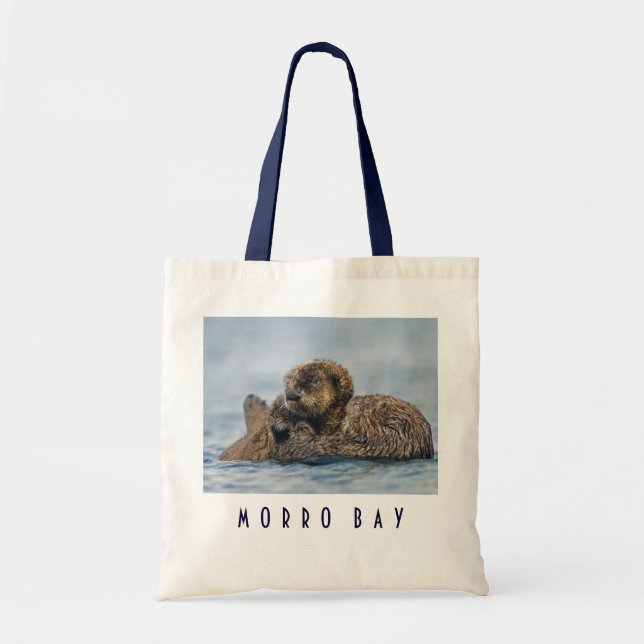 Tote Bag Équitation de loutre de mer de bébé sur la mère (Devant)