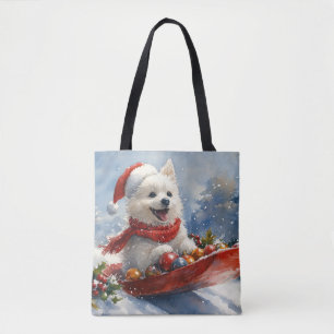 Tote Bag Eskimo américain en traîneau Laissez neige Noël