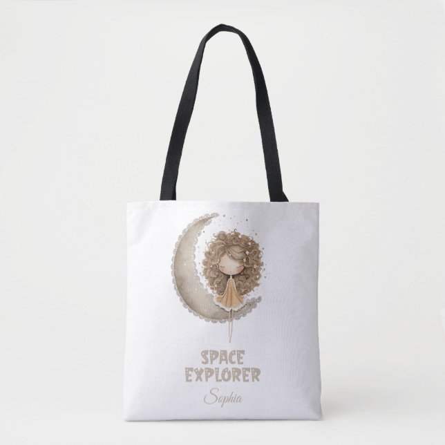 Tote Bag Espace Explorer Fairy Moon Nom personnalisé person (Devant)