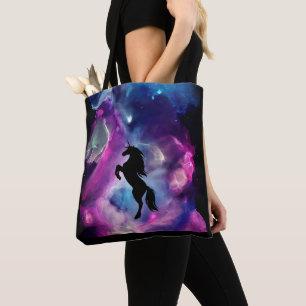 Tote Bag Espace Imaginaire Nebula Unicorne bleu rose