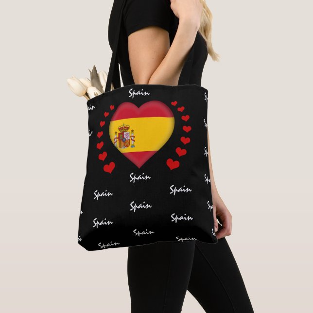 Tote Bag Espagne Drapeau et Coeur Espagnol Drapeau mode / s (De près)