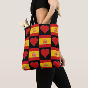Tote Bag Espagnol Drapeau Coeur Motif Patriotique Espagne P