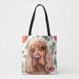 Tote Bag Espagnol Rouge mignon avec Motif Rose