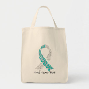 Tote Bag Espoir Teal et foi d'amour d'espoir blanc