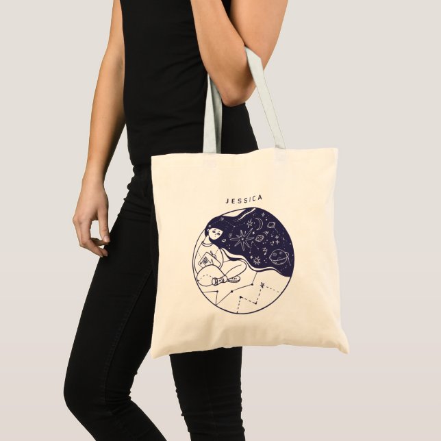Tote Bag Esquisse de fille spatiale de rêve céleste personn (Devant (produit))