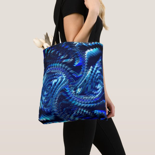 Tote Bag Estrela azul ondulada com trados em ziguezague (De près)