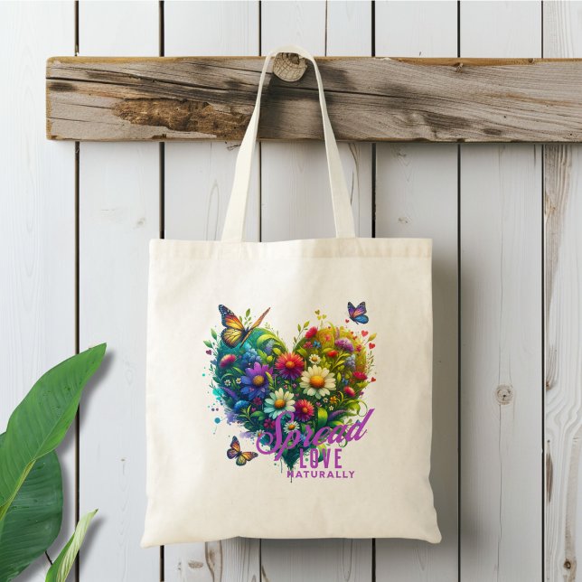 Tote Bag Étaler l'amour naturellement floral papillon Coeur (Créateur téléchargé)
