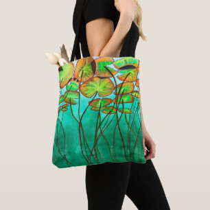 Tote Bag étang vert serein avec lilypads