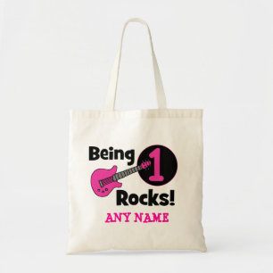 Tote Bag Étant roches 1 ! avec la guitare rose