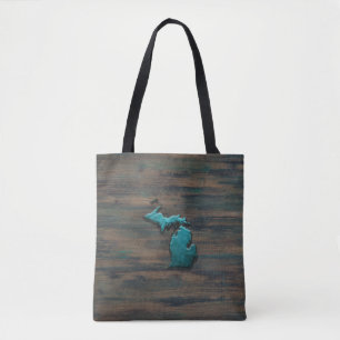 Tote Bag État du Michigan Turquoise