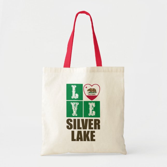 Tote Bag États de Californie Drapeau Heart Silver Lake (Devant)