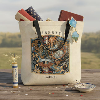Tote Bag États-Unis 250 Liberty Art Nouveau Motif Bordure I