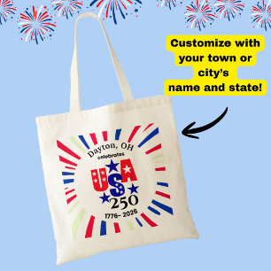 Tote Bag États-Unis 250 Ville personnalisée Drapeau d'État