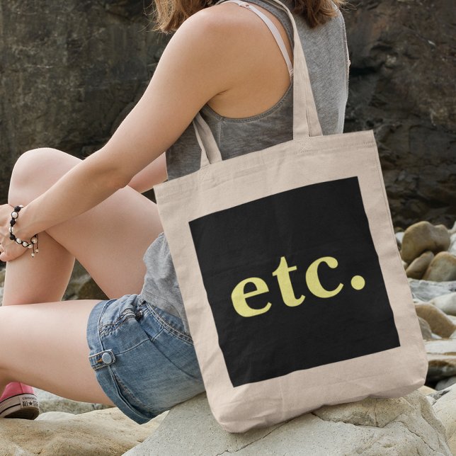 Tote Bag etc. Typographie à la mode en gras noir et jaune (Créateur téléchargé)