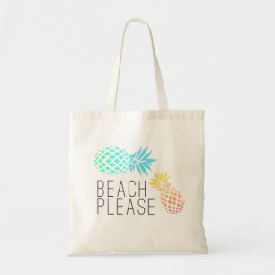 Tote Bag été à la mode "plage svp", ananas coloré