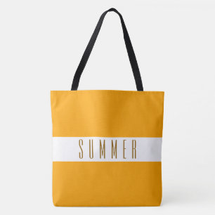 Tote Bag Été Bandes Jaune Doré Orange Blanc Bright