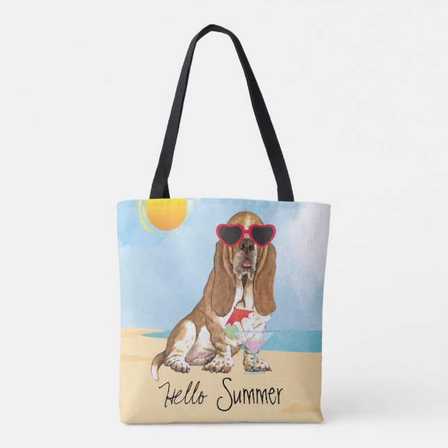 Tote Bag Été Basset Hound (Dos)