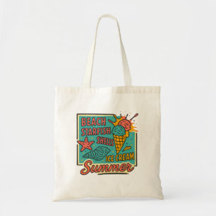Tote Bag Eté Coquillages d'Artsy et plage de crème glacée