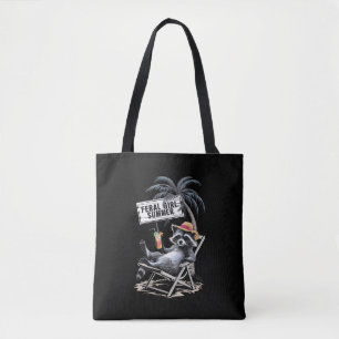 Tote Bag Été de fille sauvage plage drôle raton laveur