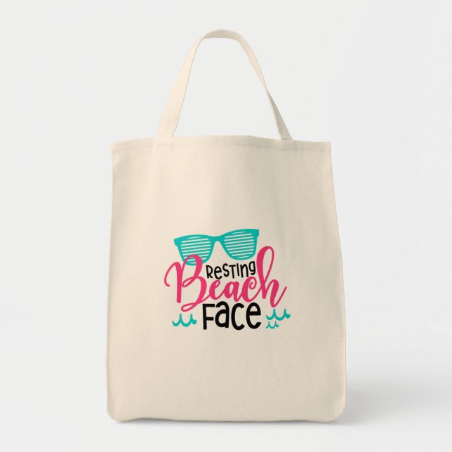 Tote Bag Été de repos drôle de conception de visage de (Devant)