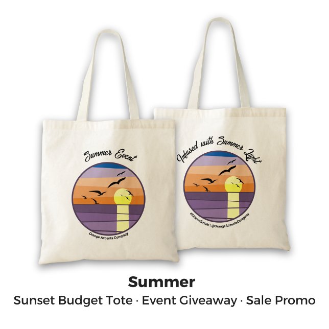 Tote Bag Été personnalisé Événement Sunset Vente de marque (Custom Summer Sunset Event Sale Branded Tote Bag)