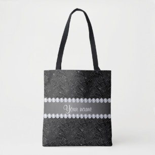 Tote Bag Étincelles et diamants noirs de paillettes de Fau
