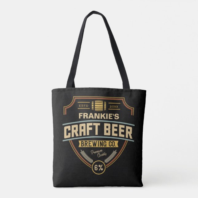 Tote Bag Étiquette de bière artisanal personnalisé brasseri (Dos)