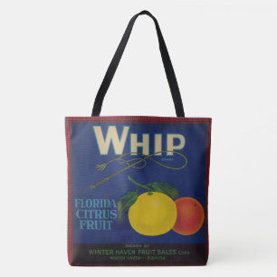 Tote Bag Étiquette de fruits vintage à argile de whip