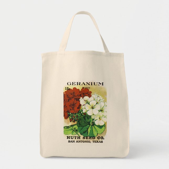 Tote Bag Étiquette de paquets de semences de géranium (Devant)