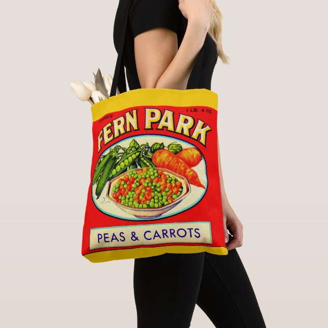 Tote Bag étiquette de pois et de carottes de Fern Park dans (De près)