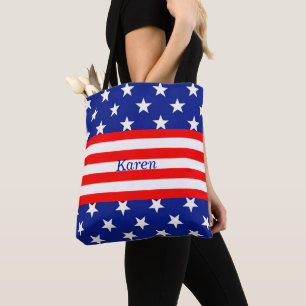 Tote Bag Étoiles et rayures patriotiques modifiables