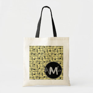 Tote Bag Étoiles Noires et Jaunes Nom Bibliothèque Livres