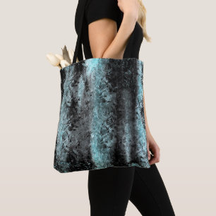 Tote Bag Étrange texture fibreuse en bleu clair et noir