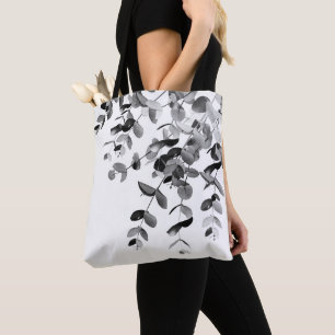 Tote Bag Eucalyptus Délice noir et blanc #1 #feuillage #art