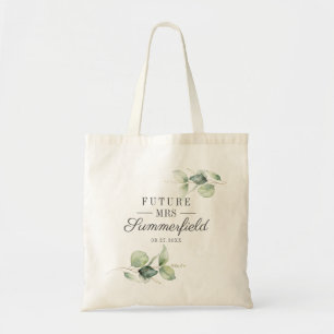 Tote Bag Eucalyptus Fête des mariées verte Avenir Mme Nom