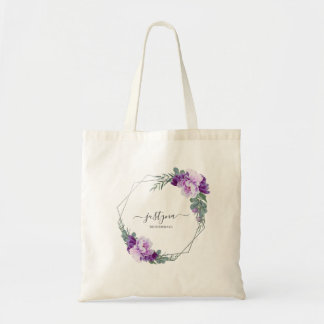 Tote Bag Éucalyptus florale pourpre et argenté