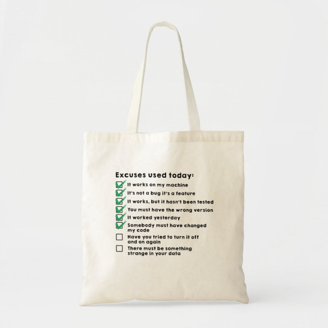 Tote Bag Excusez used today (Devant)