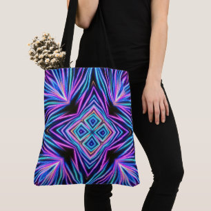Tote Bag Explosion Abstraite Néon Psychédélique