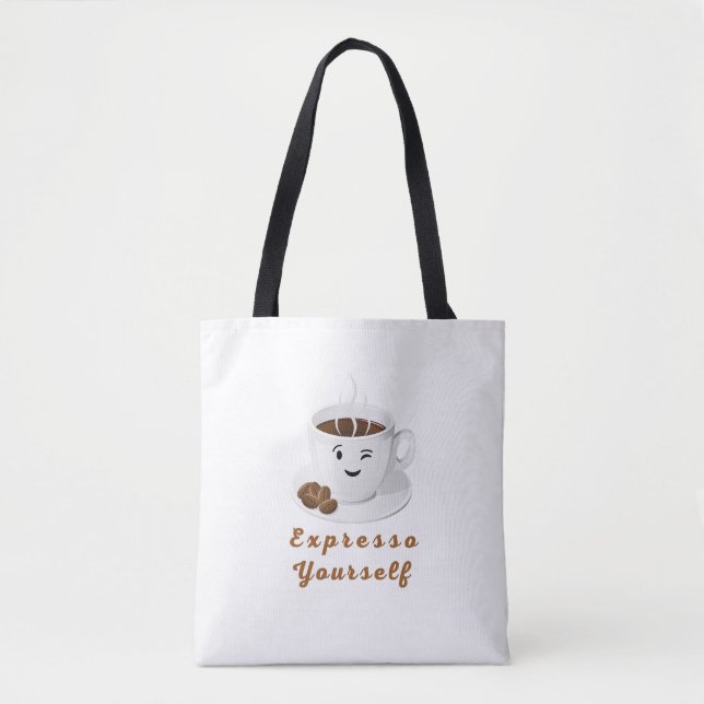Tote Bag Expresso Yourself – Funny Smiling Coffee Tee (Devant)