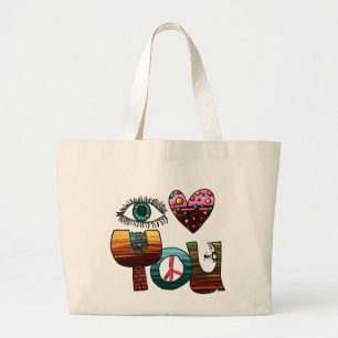 Tote Bag, Eye Heart You Doodle Design Jumbo Stoffbeutel