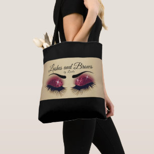 Tote Bag Eyelashes and Brows - Parties scintillant rouge de
