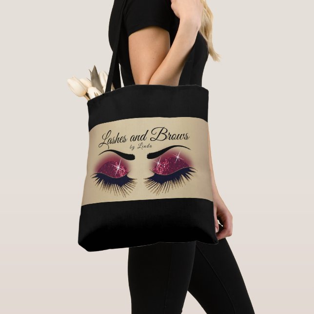 Tote Bag Eyelashes and Brows - Parties scintillant rouge de (De près)