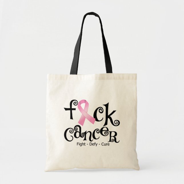 Tote Bag F*CK Cancer du sein (ruban rose) (Devant)