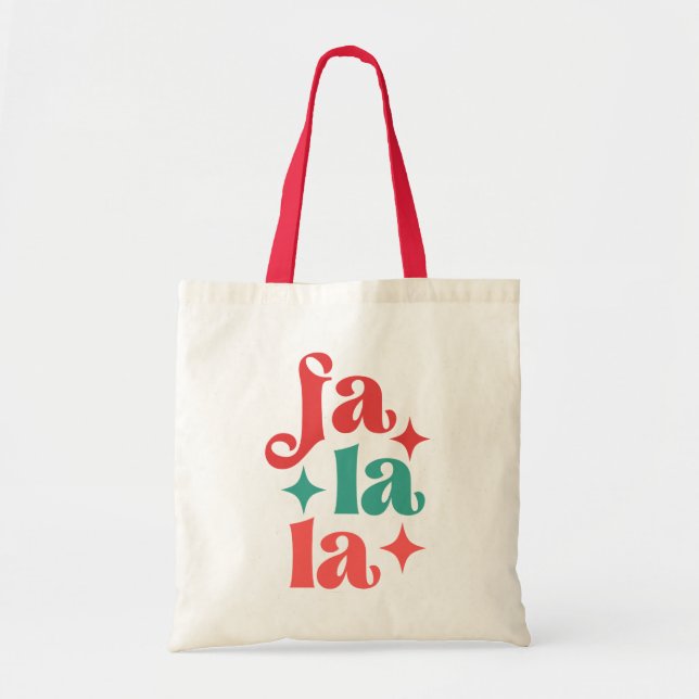 Tote Bag Fa La La - Festive vacances Typographie Design (Devant)