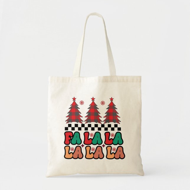 Tote Bag Fa la la Retro Vacances de Noël Super (Devant)
