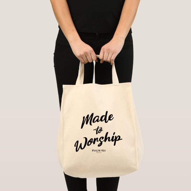 Tote Bag Fabriqué au psaume de culte 95:1 (Devant (produit))
